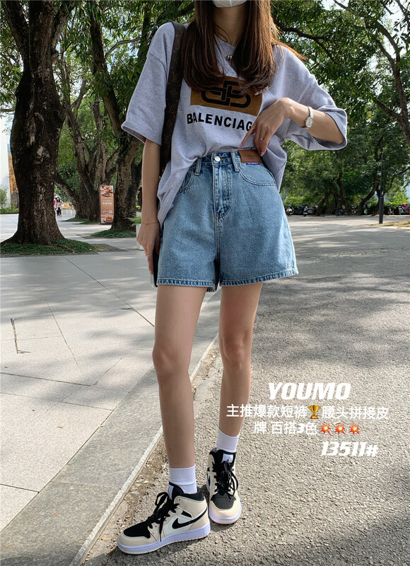 New year in early spring! [suxinlan] design sense Korean high waist thin denim shorts 13511 light Blue-1 dark blue-2 nostalgic color # LSL
