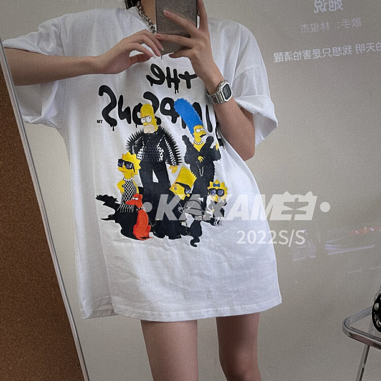 [kakamee] crew neck loose print short sleeve T-shirt s380# LSL