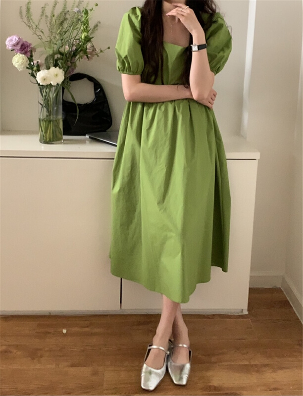 goods in stock! New in early summer! [bluepops] hollow out Fashion Square Neck Dress a2287# zxl