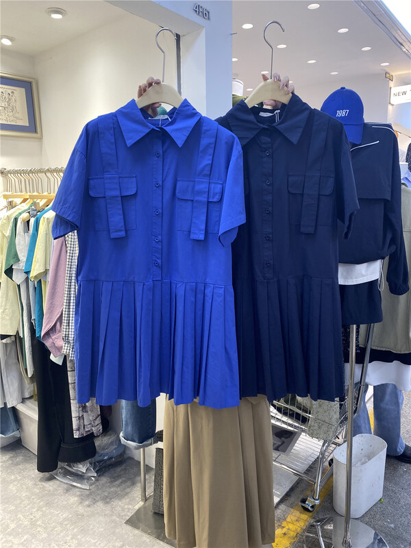 [Susie] Korean version solid color pleated loose dress ys1-8606# ZSY