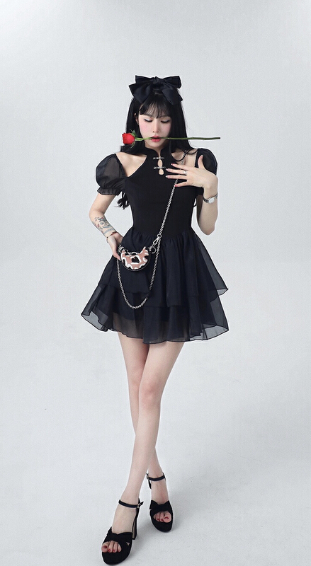 [w design] sweet cool off shoulder short dress 18381# WPL