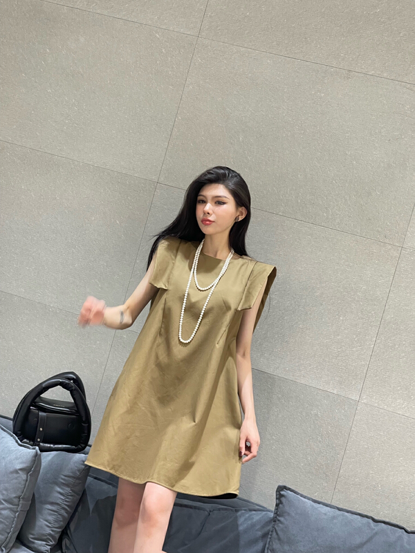 New in early summer! [bobo1972] round neck fashionable clean color vest dress 227063# ozq