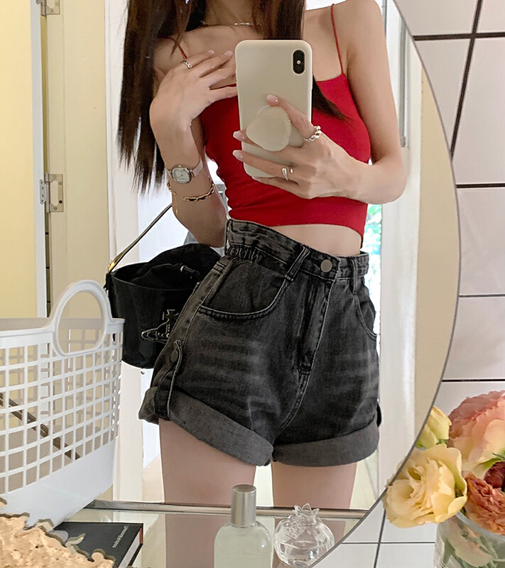 [four seasons] comfortable and versatile simple denim shorts 29600# LSL