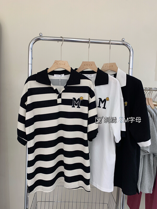 New in early summer! [G.W] Korean foreign style Polo neck versatile short sleeve T-shirt 5279# zxx