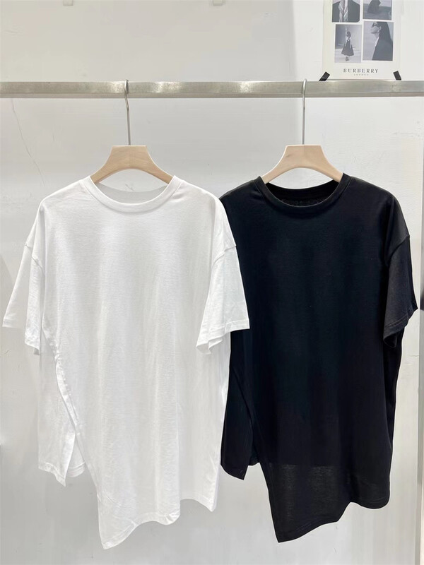 [td] simple irregular design Short Sleeve T-shirt t001958# XJ
