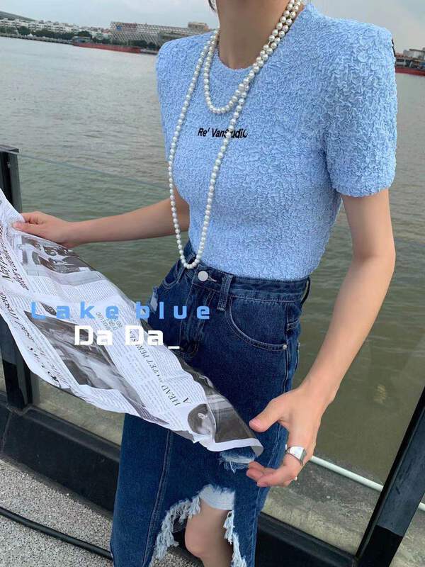 [dada] letter fashion versatile short sleeve T-shirt 6663# zxl