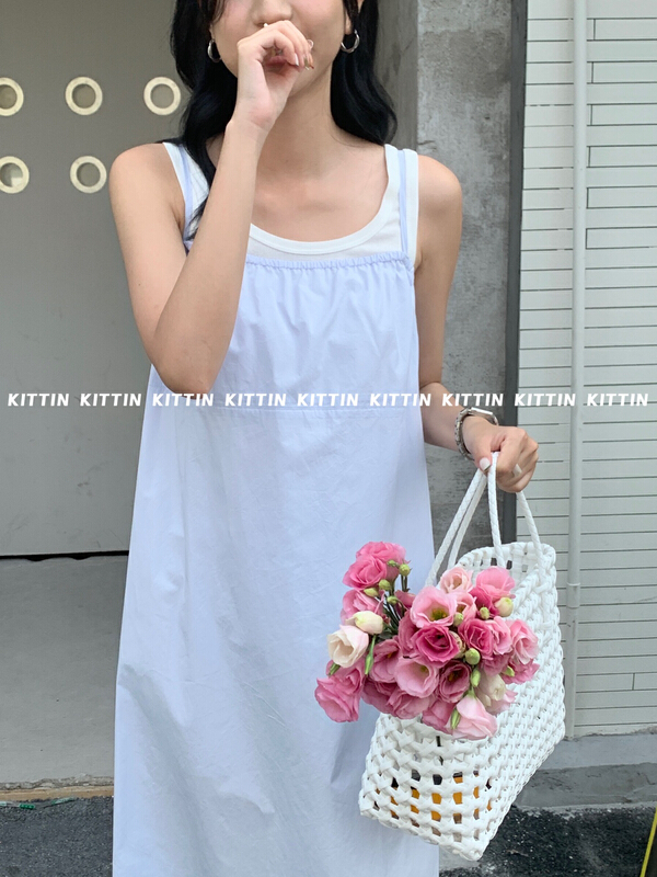 [Kittin] Korean style washed cotton suspender dress 551# XYY