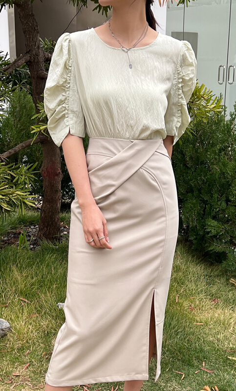 New year in early spring! [context sense] simple solid color split skirt tts1108# CLS