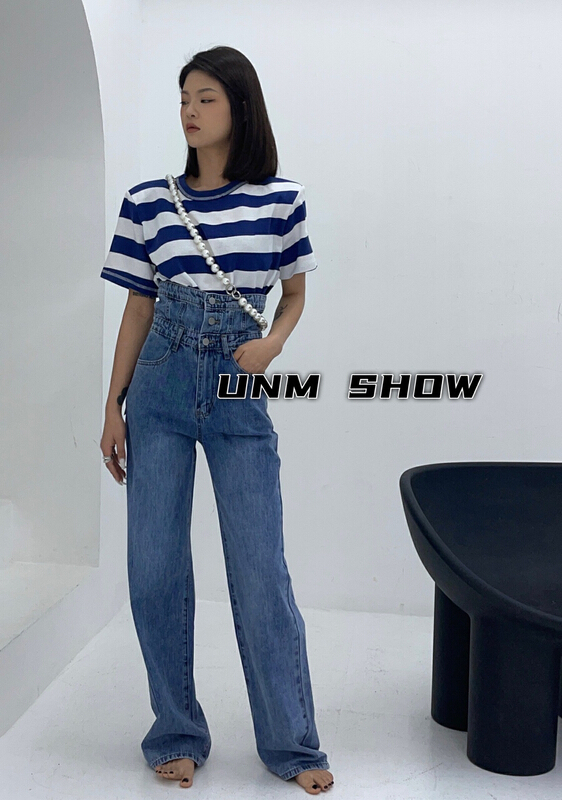 "UNM-SHOW" high waist wide leg slim jeans 1246# WTT