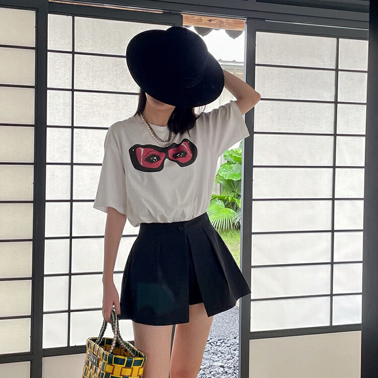 [YT] funny big glasses printed short sleeve T-shirt t51108\pcz