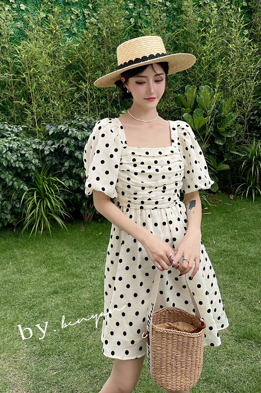 [benyan] wave point crimping Pullover dress 6153# zxx