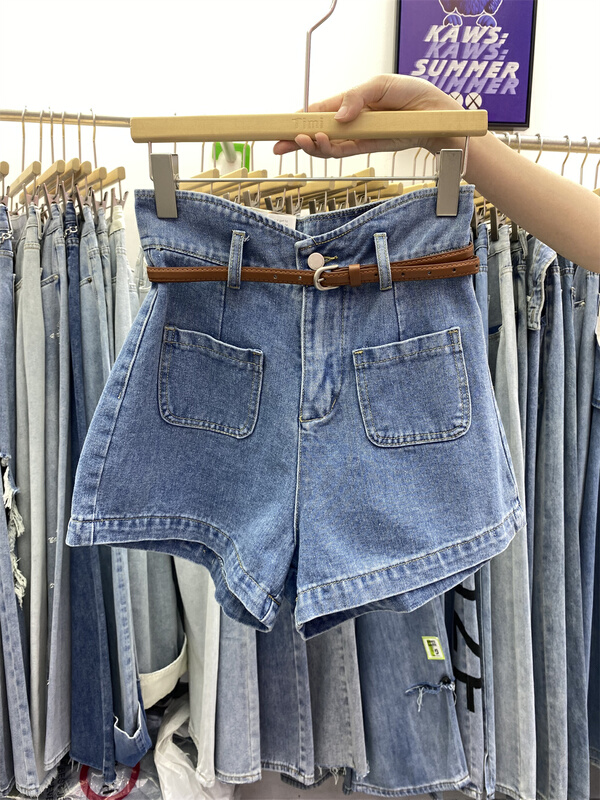 [TIMI] Korean style retro thin denim shorts (with belt) 8091# LSW