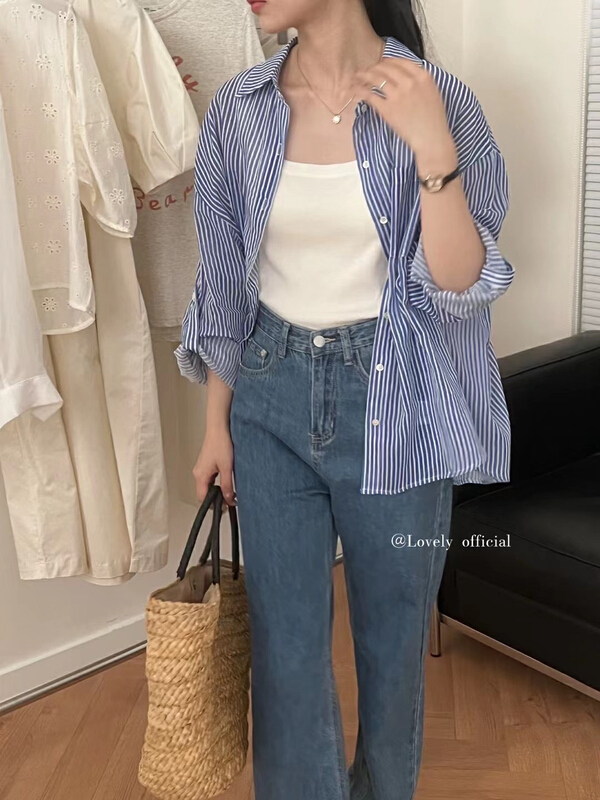 [love] striped slim and versatile sunscreen shirt s1250# HBx