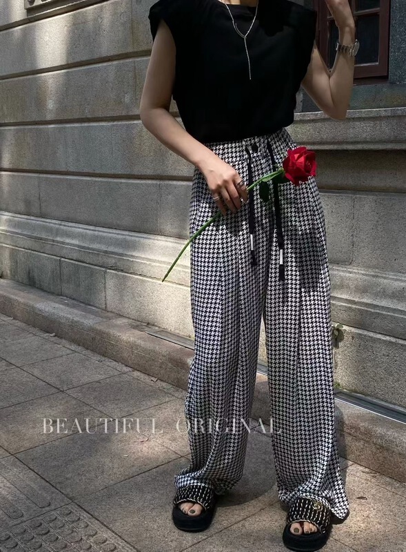 [Da m family] Korean lace up Plaid casual pants 8863# WTT