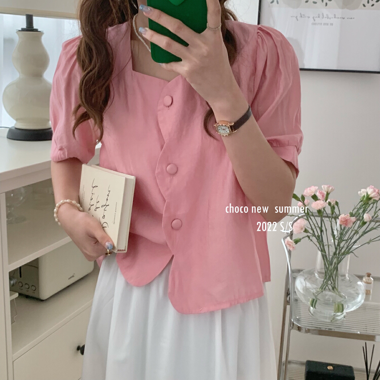 [choco] simple solid color versatile blouse 8319# HBx