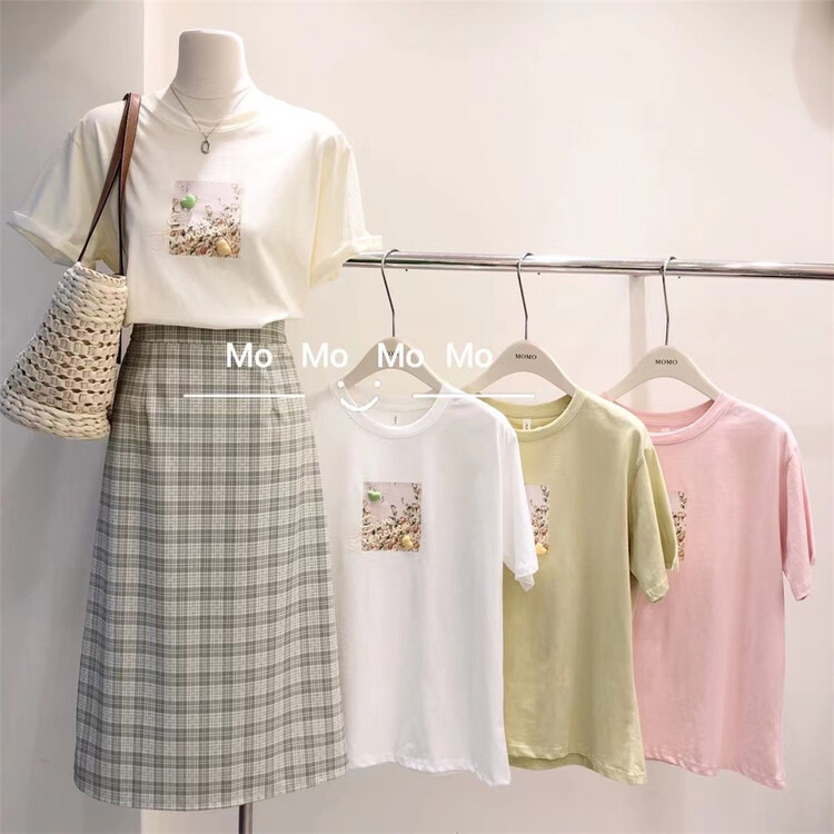 New in early summer! [Momo] Korean three-dimensional love printed short sleeve T-shirt 3869# HBx
