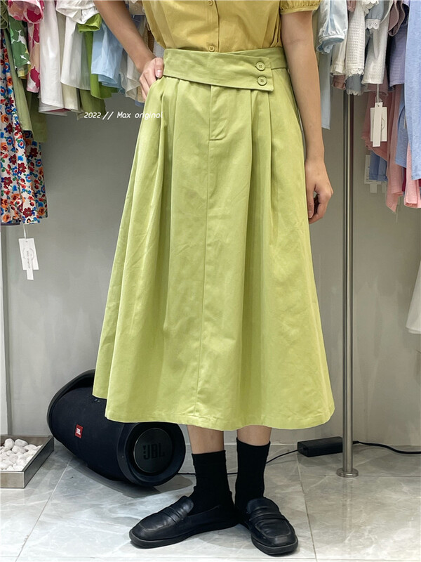 New in early summer! [Max original] Korean high waist slim double button skirt 88955# HBx
