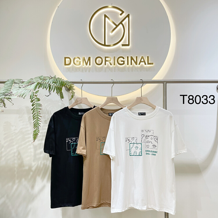 [DGM] simple, loose, comfortable and breathable short sleeve T-shirt t8033# ZZL