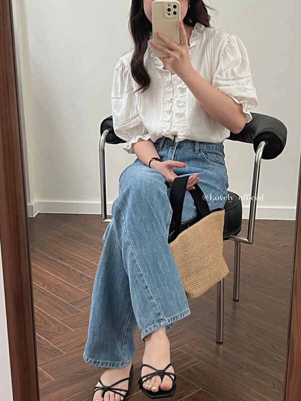 Korean style bubble shirt (lace) lvey # lace