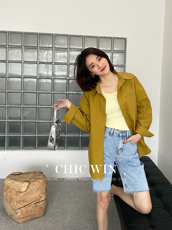 New year in early spring! [chic win] Korean style simple fashion thin broken edge denim shorts 6923# CSX