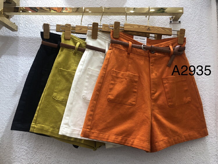 [queen] Korean high waist slim casual shorts (with belt) a2935# ozq