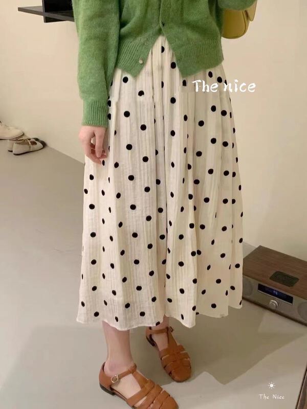 早春上新!【THE NICE】時尚波點百搭中長款半身裙  A5027#  HJY