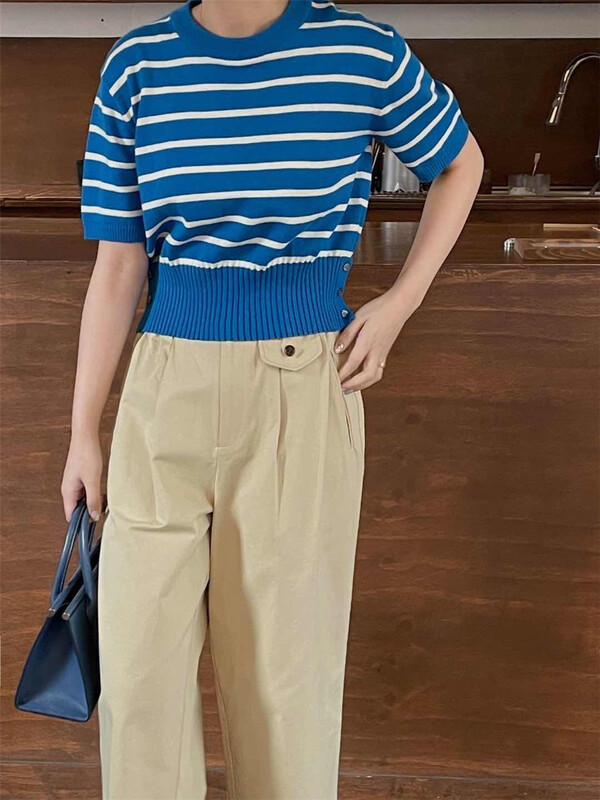 [acme group] Korean versatile striped Pullover Sweater 0583# CLS