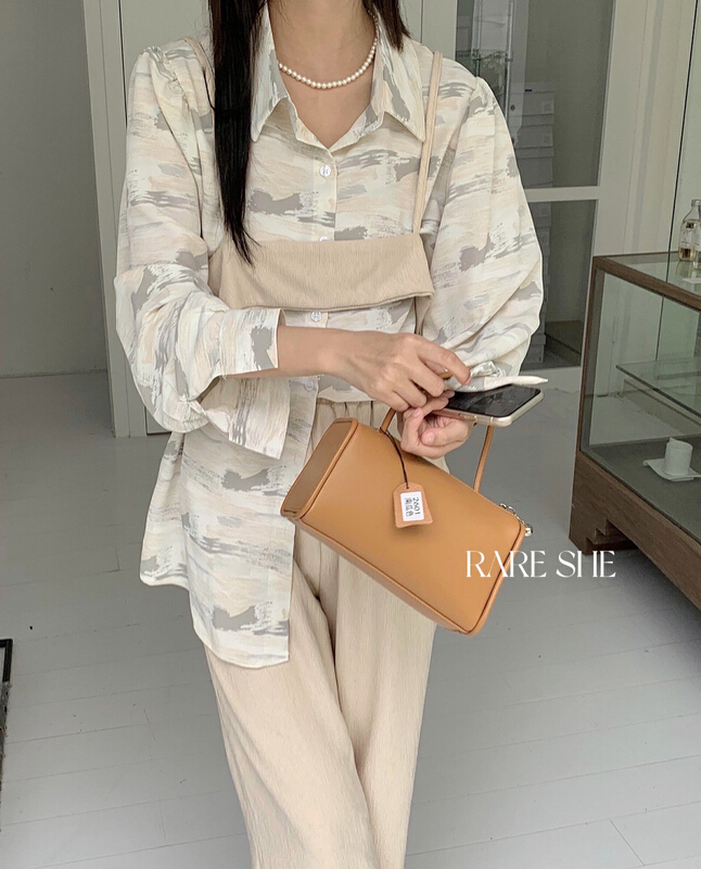 goods in stock! [rare she] temperament printed texture shirt (with vest) 5183# LSW