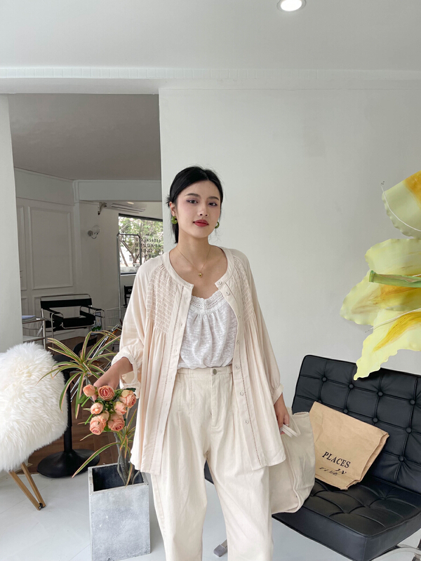 [Rin] Korean version solid color loose medium length Round Neck Shirt r-21098# cqw