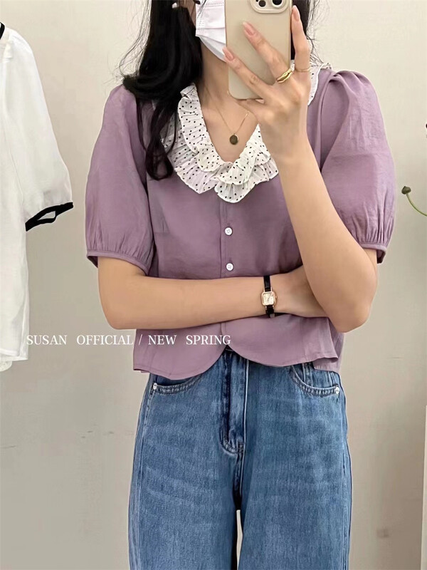 New in early summer! [Susan] wave point lady age reducing blouse z1038# LSW