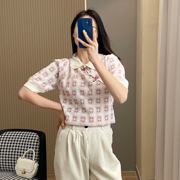 [pan] national style dish mouth fashion slim fit short doll collar casual sweater 00520# PCZ