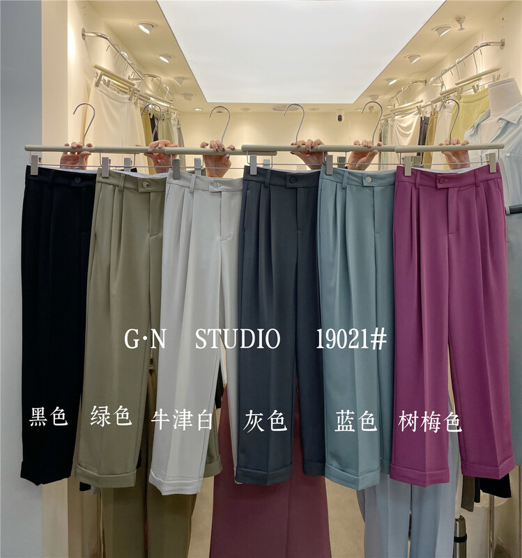 New year in early spring! [g · n] Korean version simple hemmed straight trousers 19021# hjy