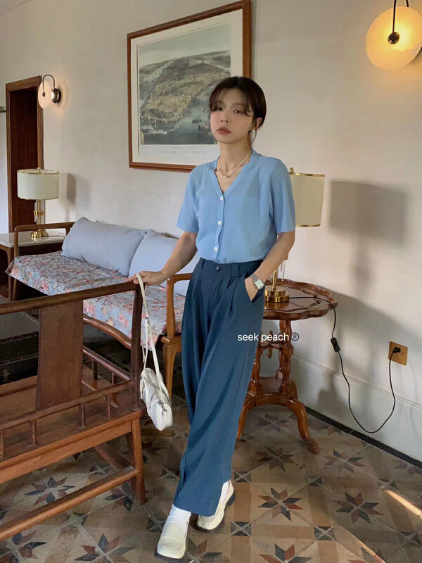 [seek peach] wide leg comfortable Korean casual pants 5103# ll