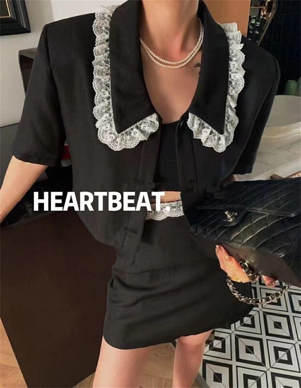 [Heartbeat] Korean short coat + versatile lady skirt suit h4027# L