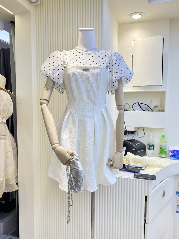[AI Shang] dot print fashion blouse + Design Dress Set (excluding necklace) 98159# hjy