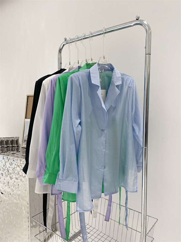 [2 / 2chicw] solid color loose tie design versatile sunscreen shirt (shirts only) 861# PCZ