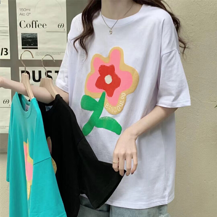 New year in early spring! [ziyijia] round neck versatile flower print short sleeve T-shirt 1101# WTT