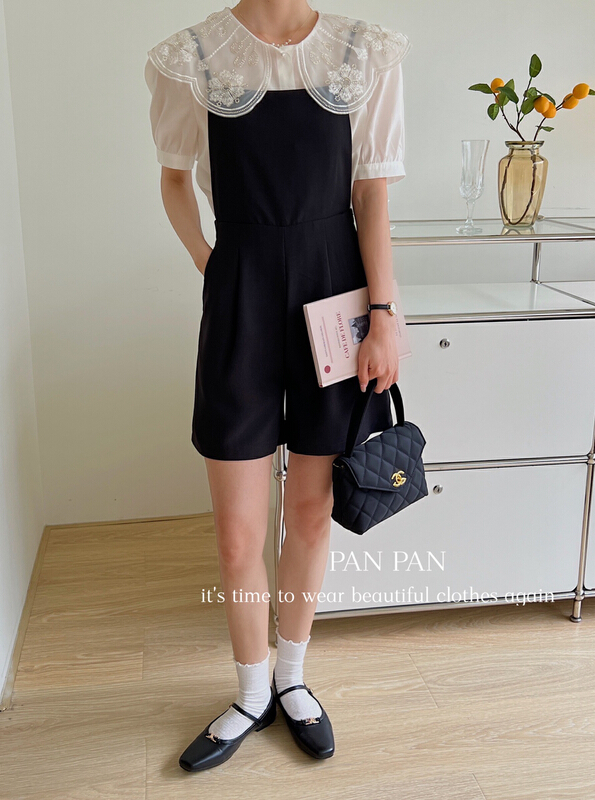 [Panpan] Korean casual loose sling Jumpsuit 13522# cqw