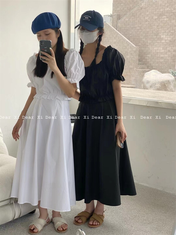 【DEAR.XI】簡約風個性百搭小衫+顯瘦半身裙套裝  1085#  LSW