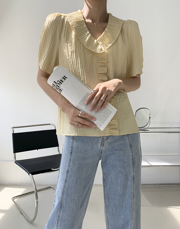 [context sense] small fresh and simple ruffled shirt mnc358# HYQ