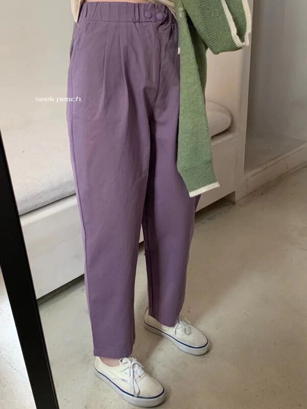goods in stock! New year in early spring! [seek peach] net comfortable Korean casual pants 618# ll
