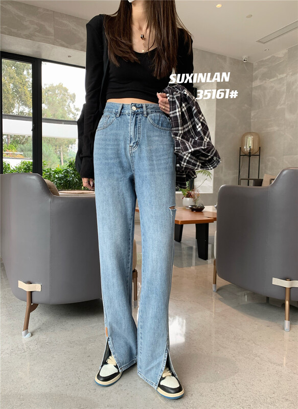 New year in early spring! [suxinlan] fashion Vintage Jeans with holes 35161# LSL