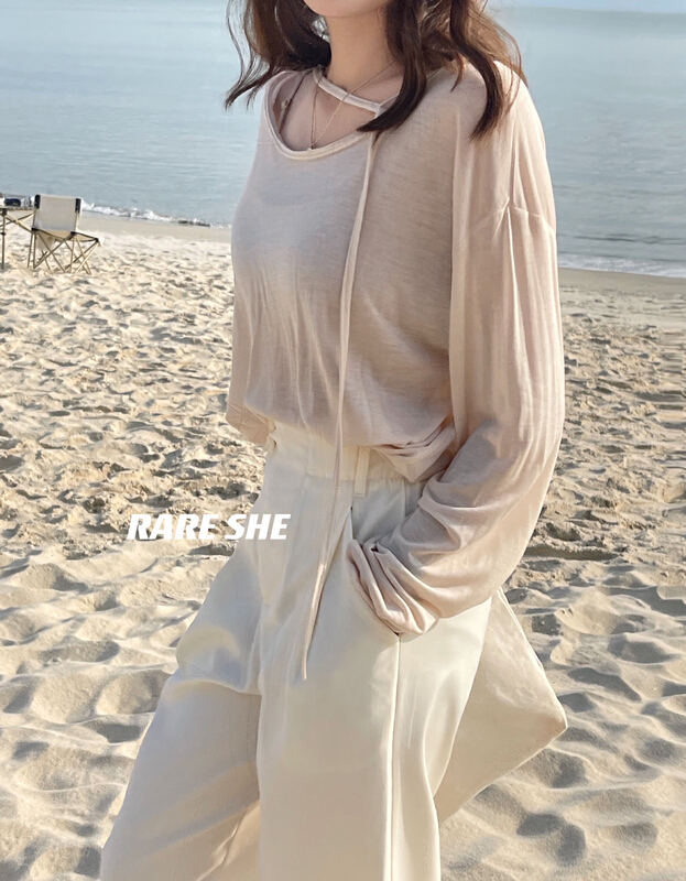 goods in stock! New year in early spring! [rare she] long sleeve Pullover versatile sunscreen shirt 5111# LSW