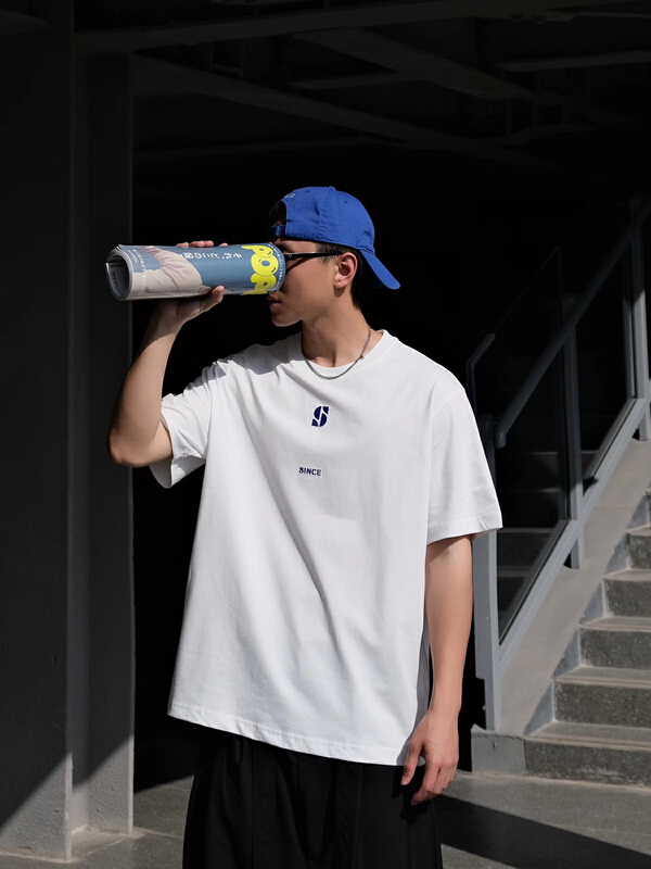 [quick simple] letter embroidery versatile short sleeve T-shirt 22078# ZZL