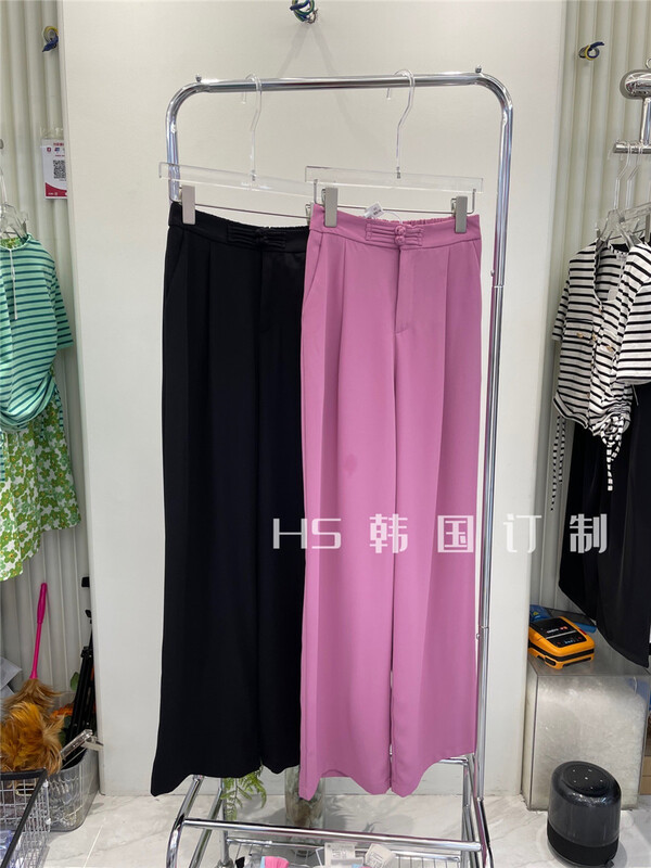 [HS customized in Korea] simple heart machine button straight pants 65282# hjy