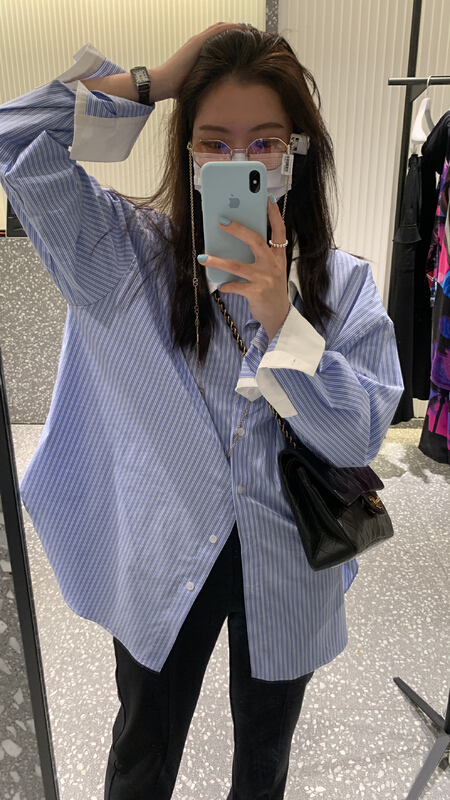 New in early summer! [by] Korean style striped shirt 643-1# WTT