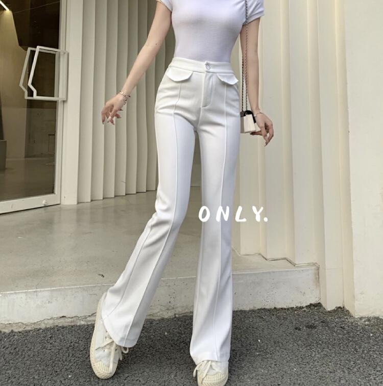 New year in early spring! [only] Korean version one button high waist slim micro horn casual pants 281# JJ