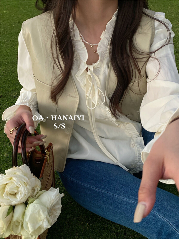 New year in early spring! [OA] net version fungus edge shirt + comfortable vest suit 11107# XYY