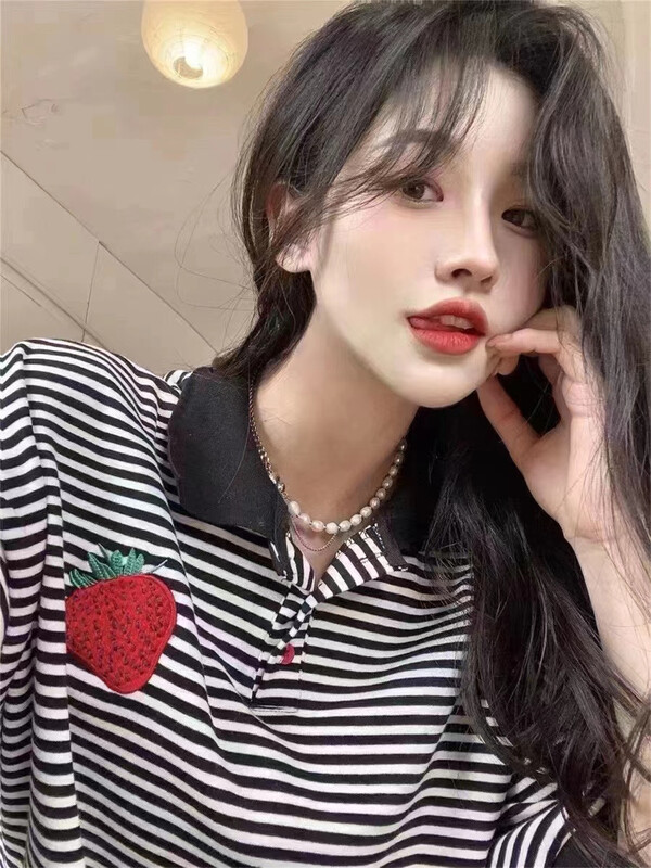 [Susan] striped strawberry fashion short sleeve T-shirt ys1-19037# LSW