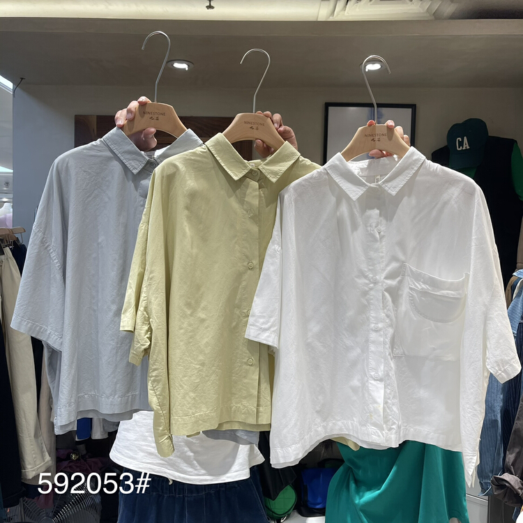 New in early summer! [fabric] Vintage versatile fashion solid color shirt 592053# L